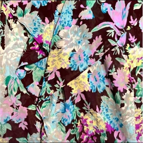 ZURY Women's Purple Blue Floral Flowing Sheer Summer Top Size S/M - Picture 5 of 9